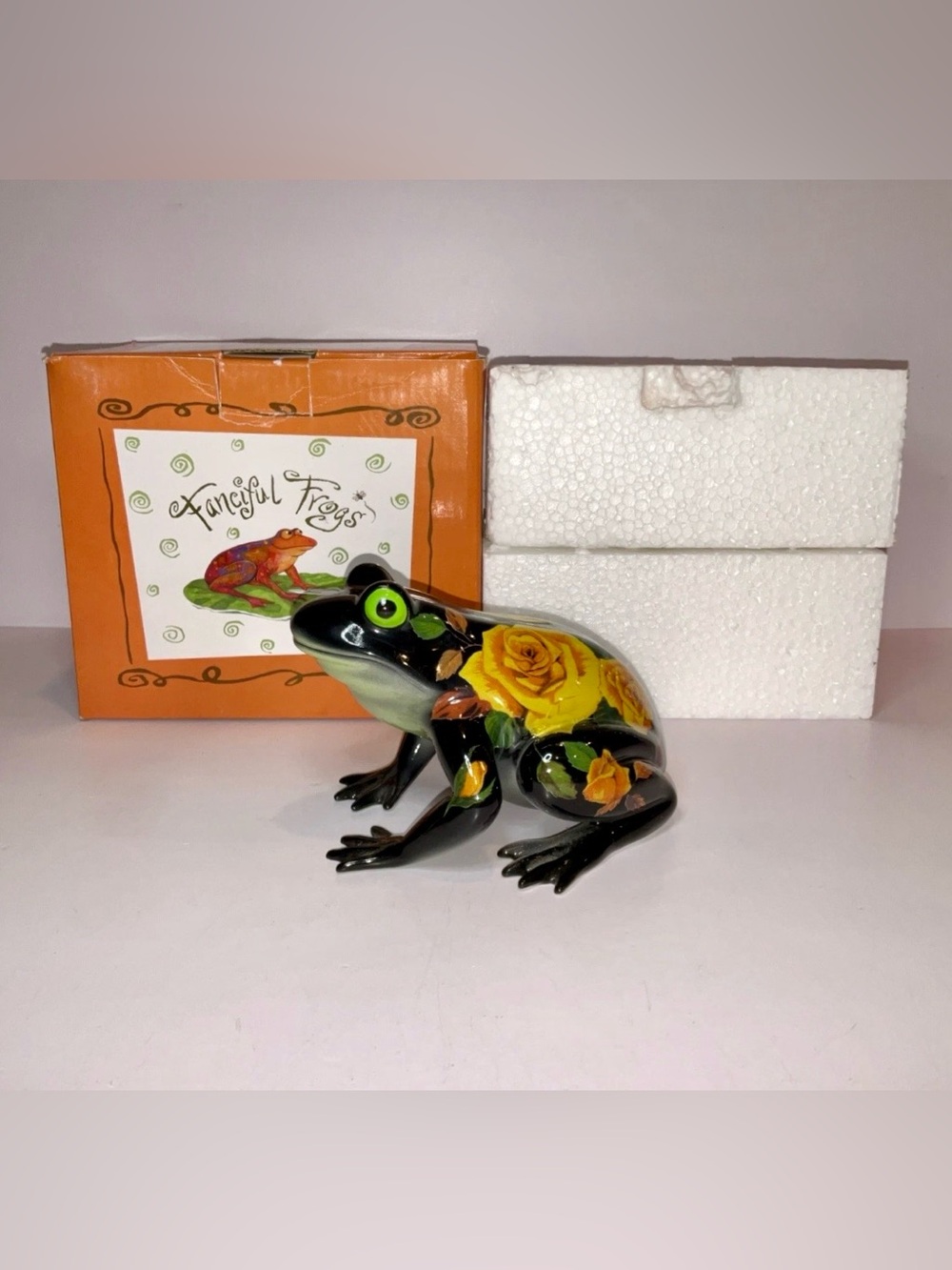 Vintage Westland Fanciful Frogs “San Antoadio Rose” Frog Figurine With Box
